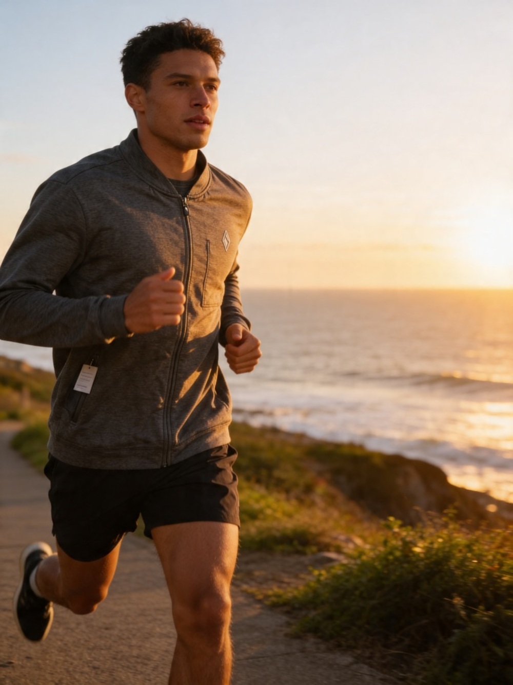 New Men's Gray Sketchers Full-Zip Performance Jacket